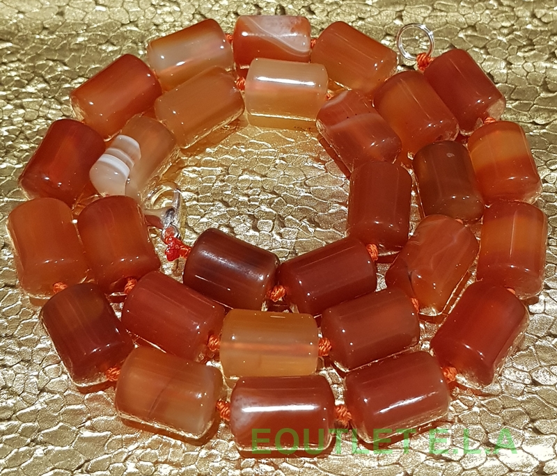 10mm WIDE GENUINE CARNELIAN STONE NECKLACE-48cm